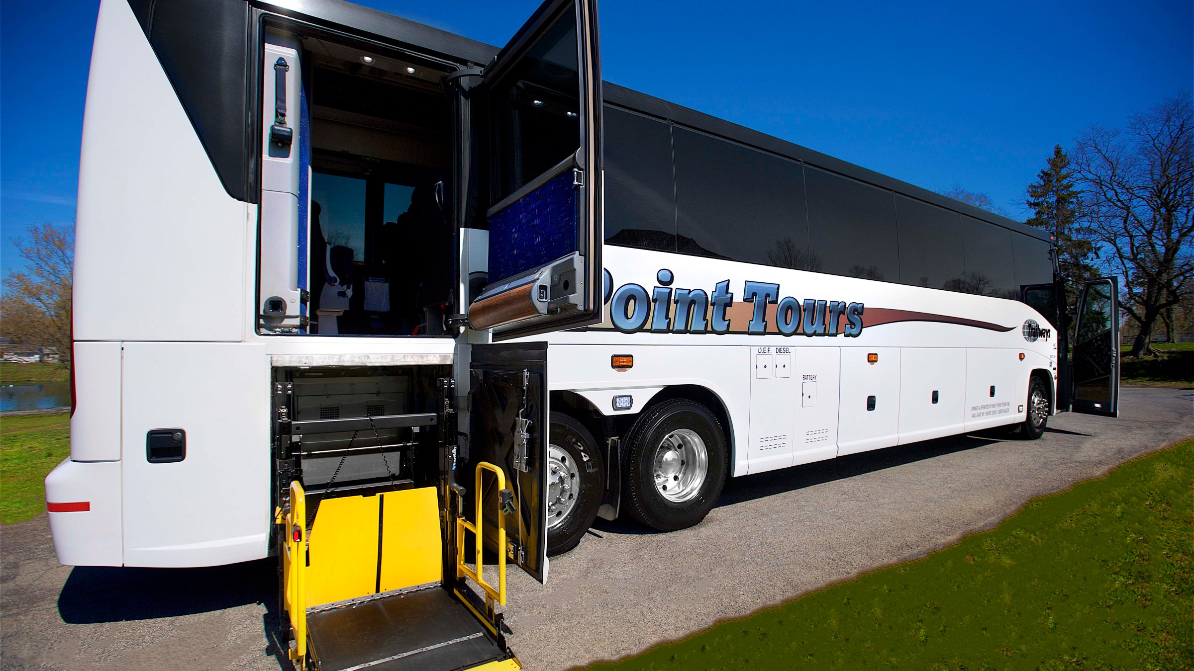 a truck is parked in the grass